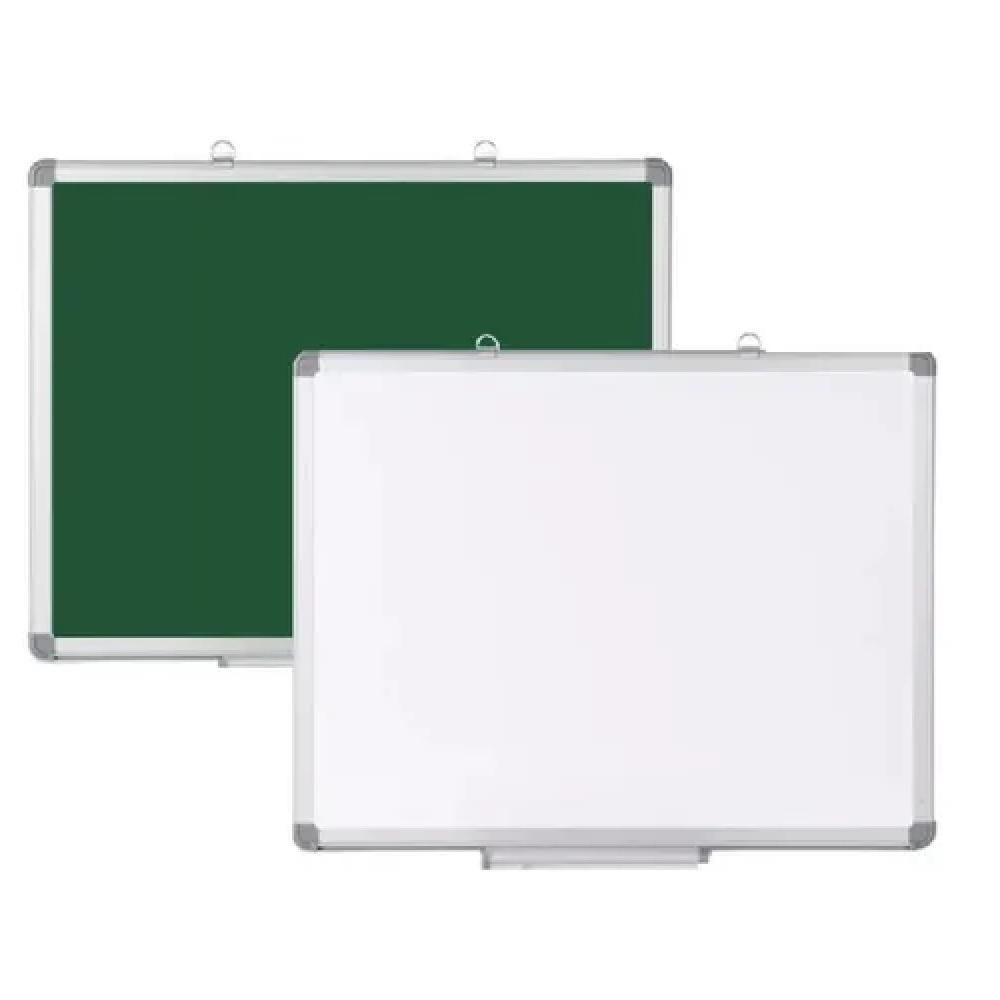 Lousa Yeet 2 em 1 Branca e Verde 34X50CM com Moldura de Alumínio e Suporte para Apagador Branco