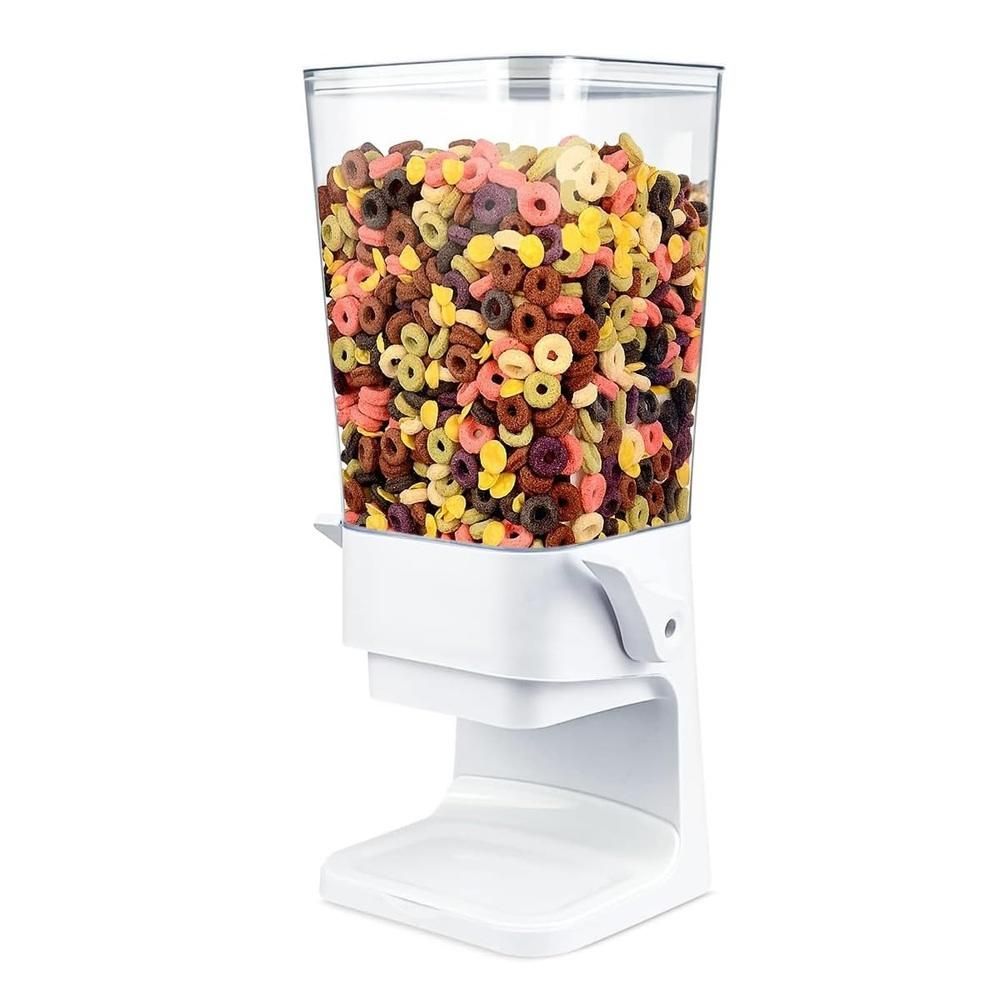Dispensador de Grãos e Cereais com Tampa Hermética e Dosador Plástico e Silicone Organizador para Cozinha Branco Yeet