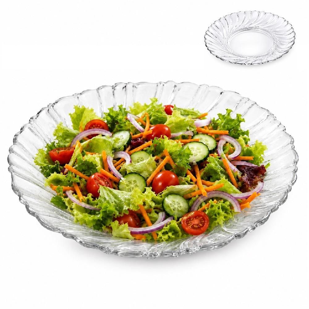 Saladeira Grécia para Saladas e Frutas Vidro Transparente Resistente Praticasa By Univendas 28CM