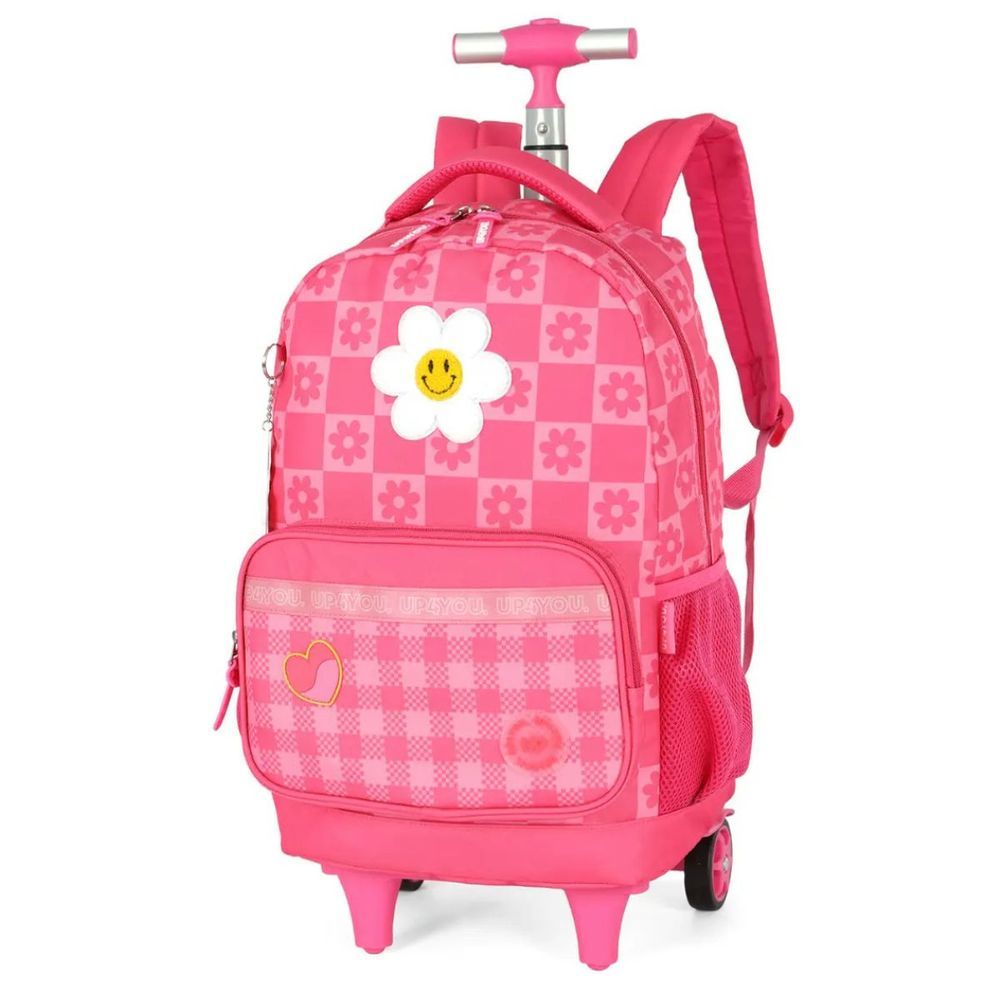 Mochila Rodinha Luxcel Up4you com Estampa de Vídeo Game Rosa Feminino 30CM
