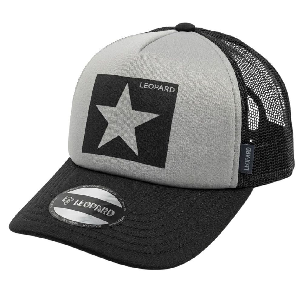 Boné Lackpard Boné Trucker Casual Estrela Tela na Parte Traseira Único Preto e Cinza Masculino