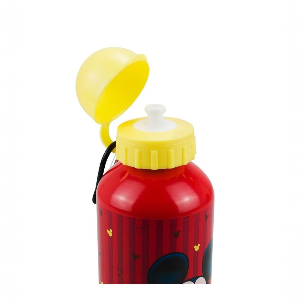 Garrafa Mickey 500ml Alumínio com Tampa Amarela Personalizada para Bebidas Quentes e Frias Vermelho Disney 500ML
