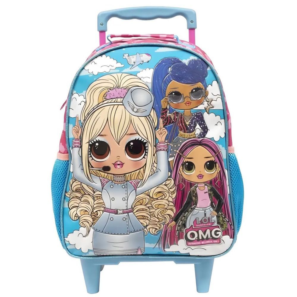Mochila Rodinha Infantil Xeryus 10830 Poliéster 45CM Roxo Menina com Alça Ajustável e Rodinhas Resistentes