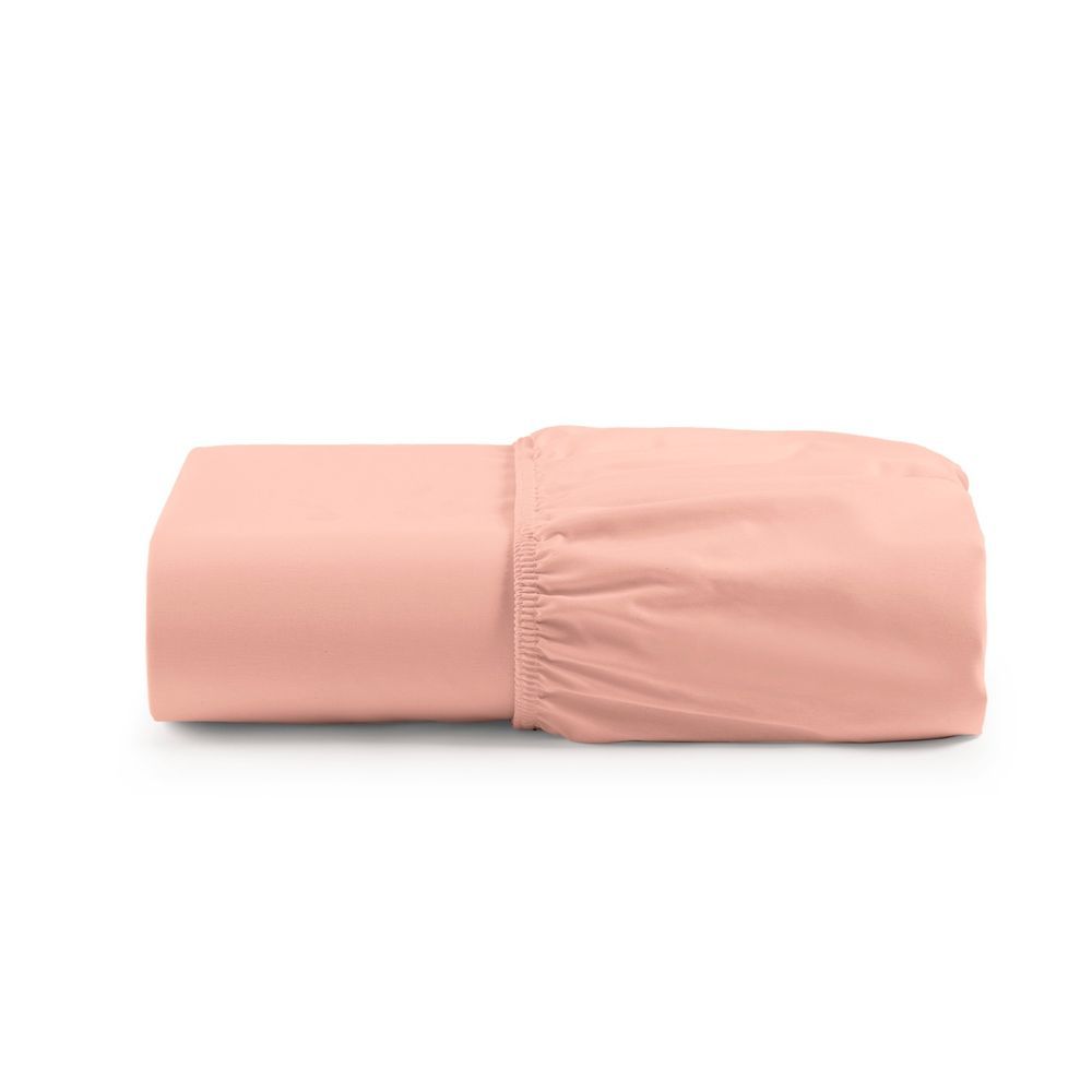 Lençol de Baixo Avulso Casal Micropercal 600 Fios 100% Poliéster com Elástico Salmão Clara Luz Decora 138CM