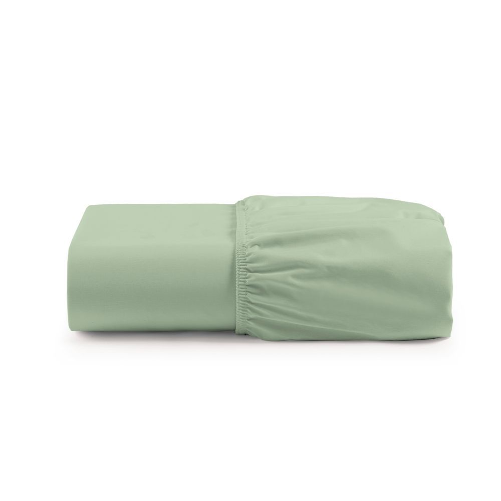 Lençol de Baixo Avulso Casal Micropercal 600 Fios 100% Poliéster com Elástico Verde Clara Luz Decora 138CM