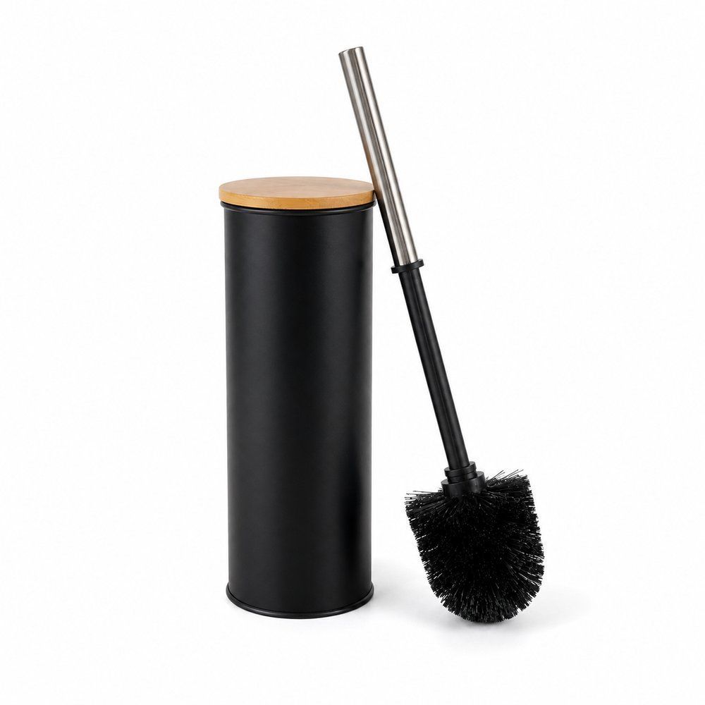 Escova Sanitária com Suporte Preta Design Moderno Tampa Higiênica Black Bull