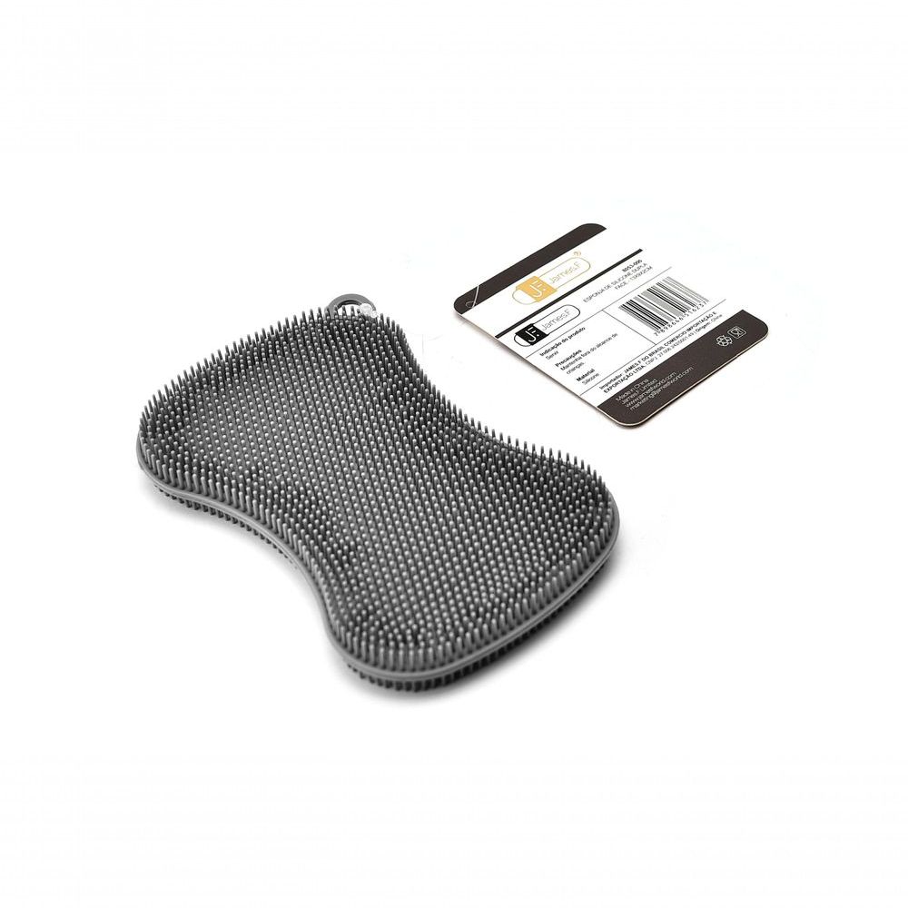 Esponja de Silicone Dupla Face Cinza 13CM para Limpeza Eficiente e Higiênica sem Riscar Utensílios e Louças James. F