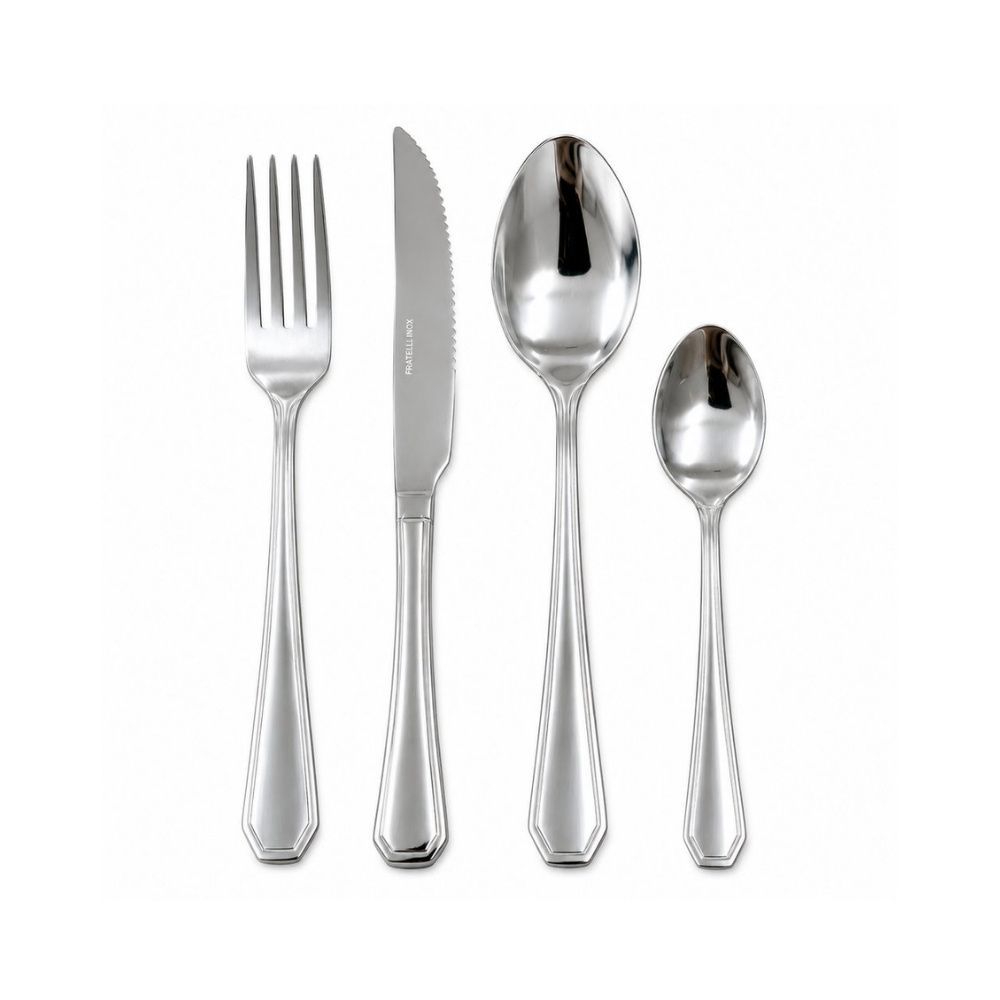 Conjunto de Talheres 24 Peças Aço Inox Polido para Mesa Posta Prata Fratelli