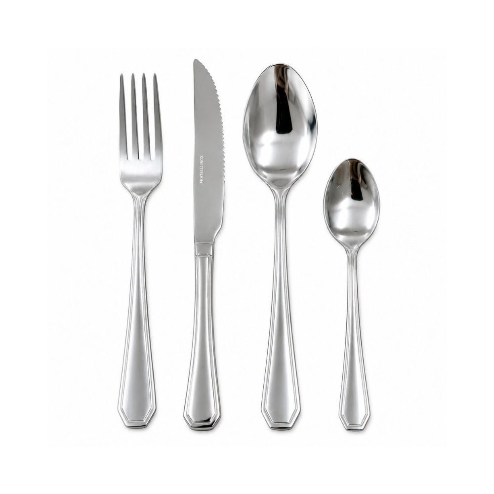 Conjunto de Talheres 16 Peças Aço Inox Polido para Mesa Posta Prata Fratelli