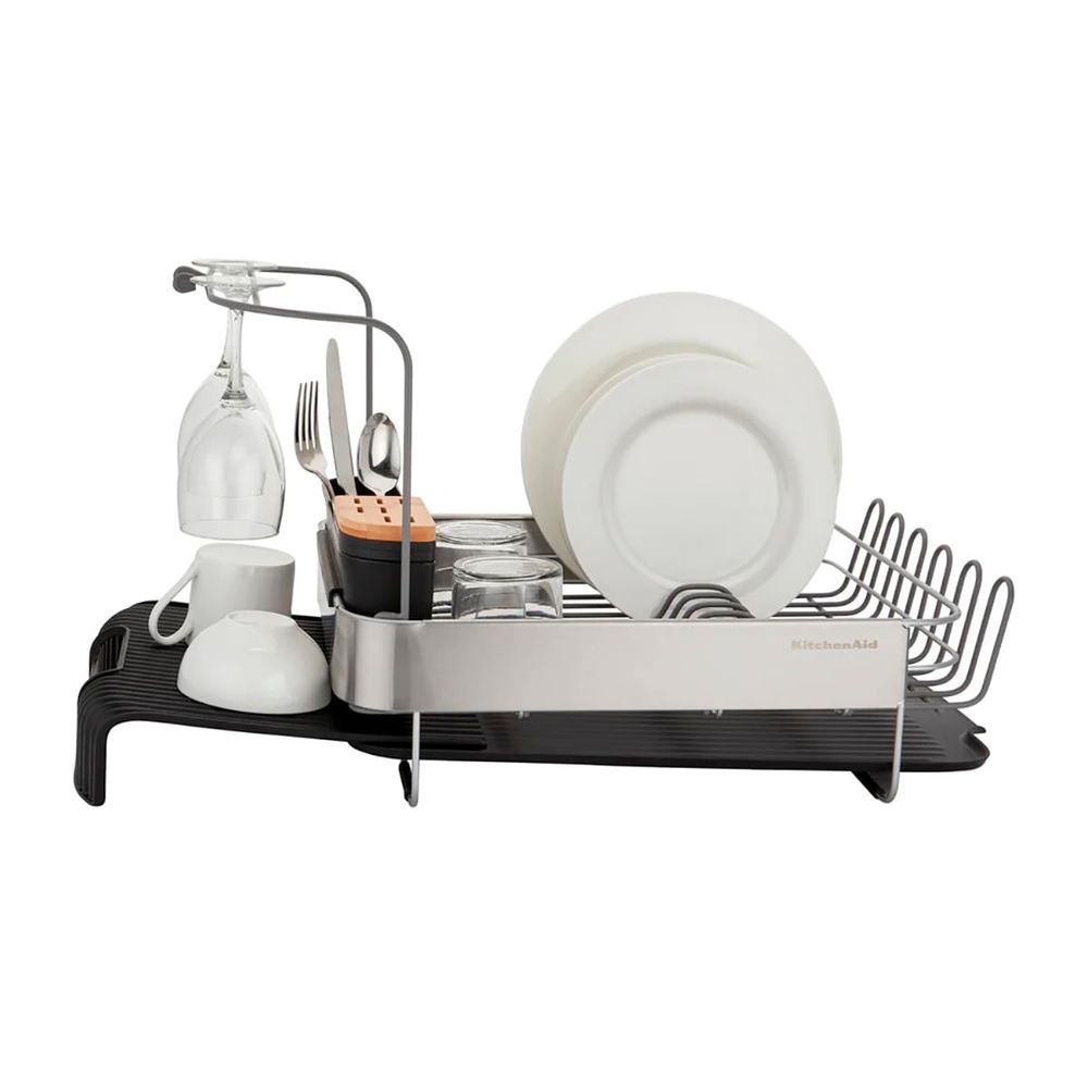 Escorredor de Pratos Expansível em Aço Inox Design Ajustável para Louças Cozinha Cinza Kitchenaid
