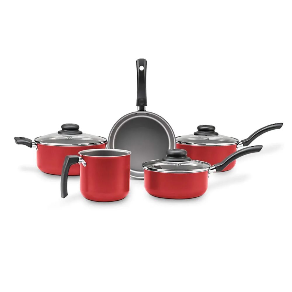 Conjunto de Panelas Ruby 5 Peças Alumínio com Revestimento Antiaderente Pro-Flon 3L Vermelho Brinox