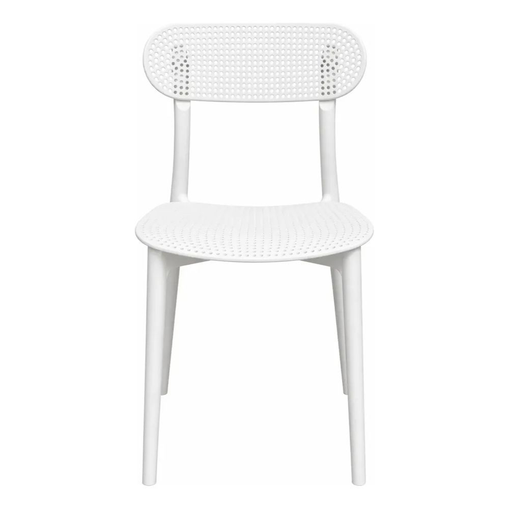 Cadeira Simpla para Uso Interno e Externo Estrutura em Plástico Assento Confortável Resistente a Raios UV Branco Forte