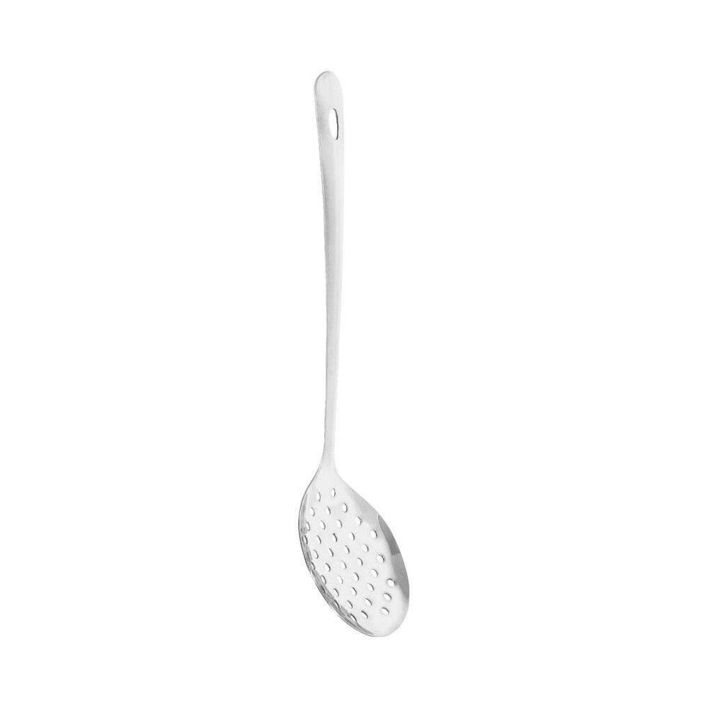 Escumadeira com Bojo Perfurado e Bordes Elevadas 32cm Aço Inoxidável Escorre Alimentos em Água Ou Óleo Cozinha Inox