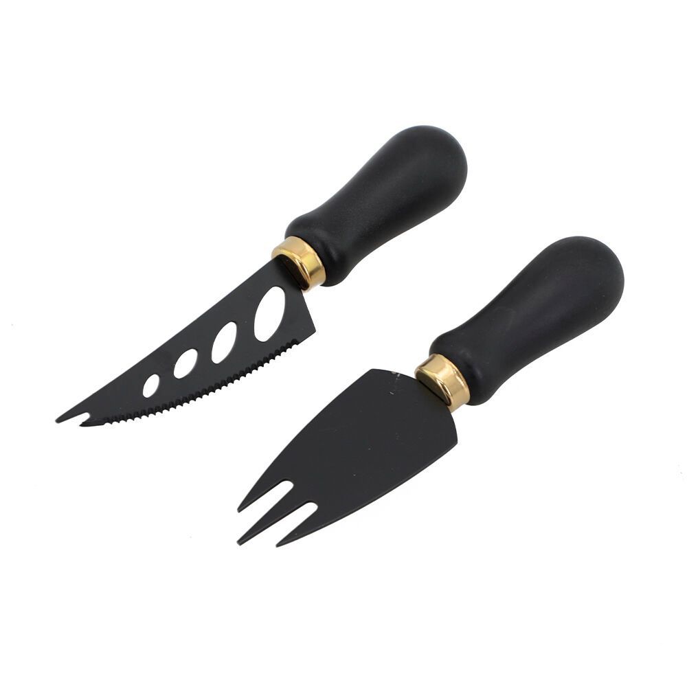 Conjunto para Cortar Queijo e Frios em Inox com Acabamento Preto e Design Ergonômico para Servir Alimentos Bigsul 2PEÇAS