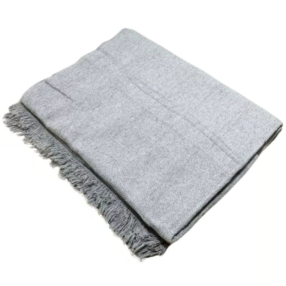Manta para Sofá Luxo Decorativa e Protetora em 100% Algodão Cinza Claro Panos do Lar 170x220CM