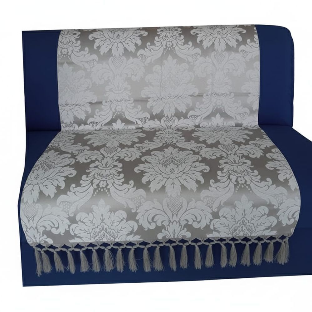 Manta de Sofá Medalhão 1,80x0,90M 58% Algodão e 42% Poliéster Jacquard Dupla Face Cinza