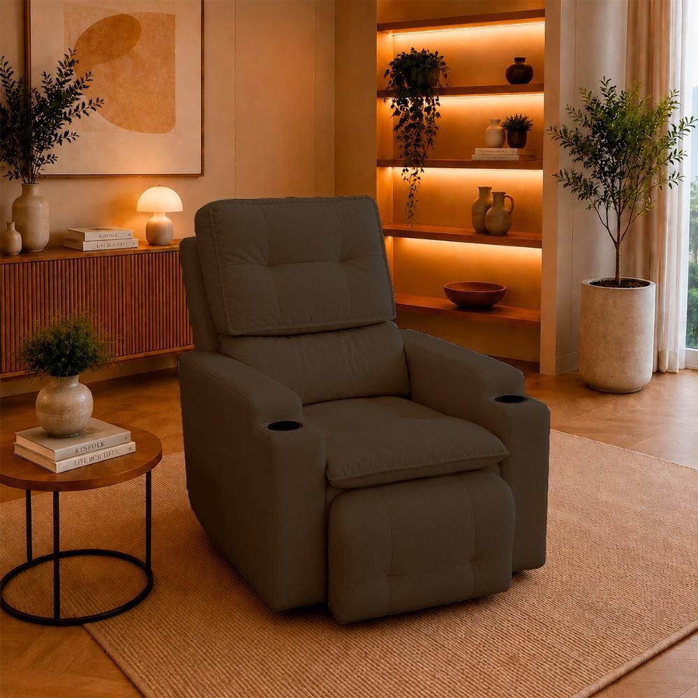 Sofá Poltrona do Papai 1 Lugar Retrátil e Reclinável 86CM Marrom Suede Balaqui Decor 86CM