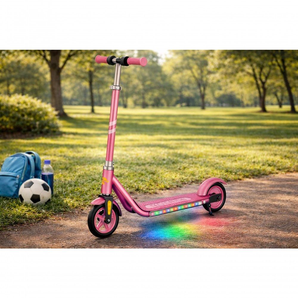 Patinete Elétrico Infantil - Rosa com Base Antiderrapante e Luzes LED Bivolt Unitoys