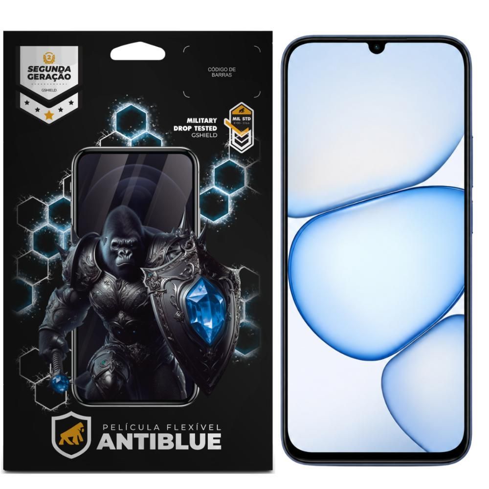 Película Gshield para Realme C100x Antiblue com Proteção Contra Riscos e Redução de Reflexos 99% da Luz Azul