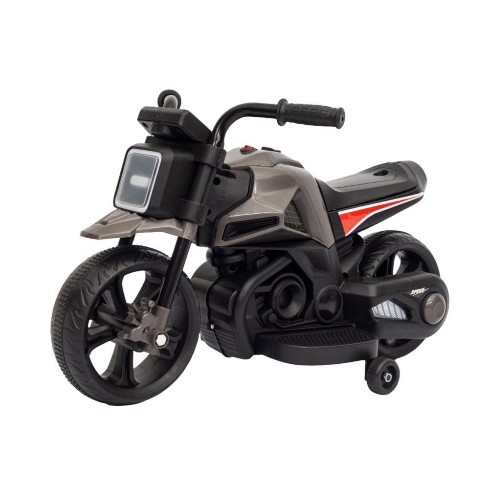 Moto Elétrica Infantil Dark Rider com Farol LED e Rodinhas de Apoio Preta Unitoys