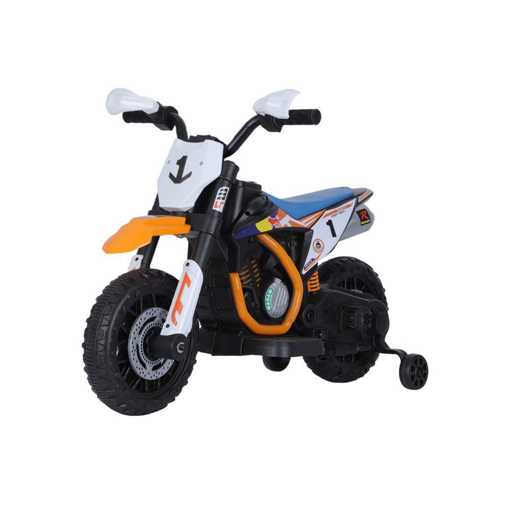 Moto Elétrica Infantil 2 Rodas com Rodinhas Laterais para Estabilidade Bateria Recarregável Laranja Unitoys