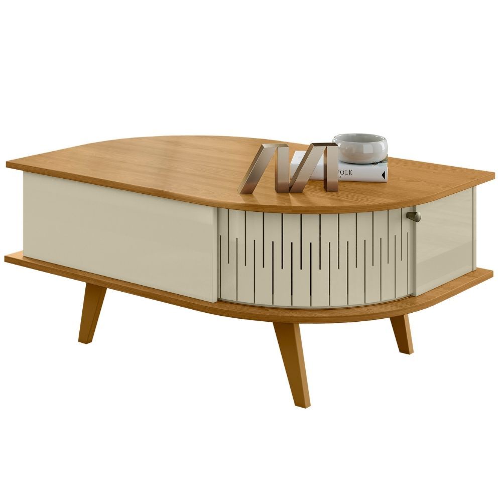 Mesa de Centro Indianápolis Retangular MDF Plástico 90CM Cumaru Opala Madetec Móveis