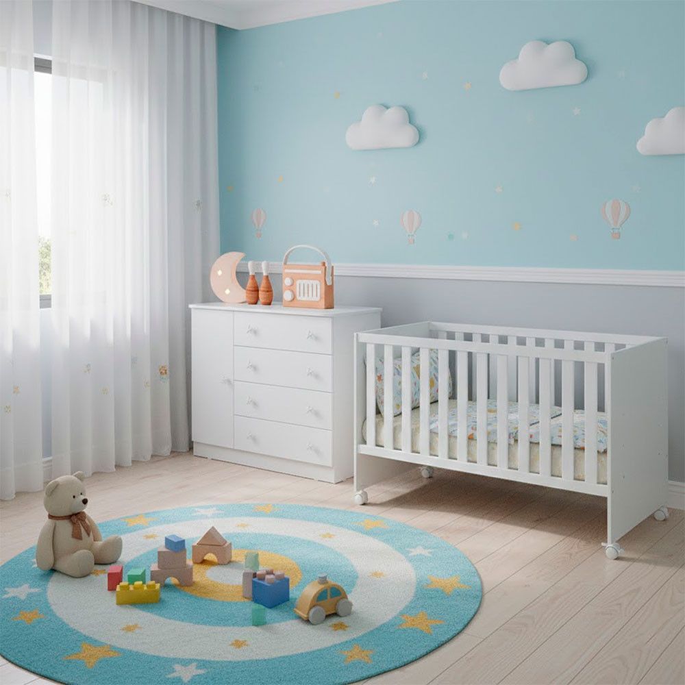 Mesa de Cabeceira Doce Sonho sem Porta 4 Gavetas MDP 15 TAMANHO 90cm Branco Qmovi