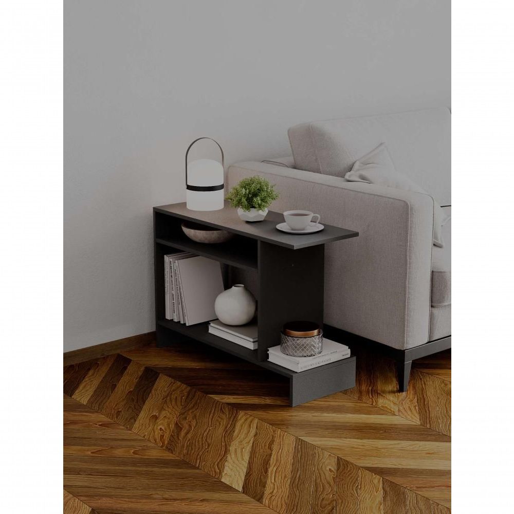 Mesa de Apoio Restn Retangular MDF Metal Pintado 81CM Preto Mercado das Prateleiras