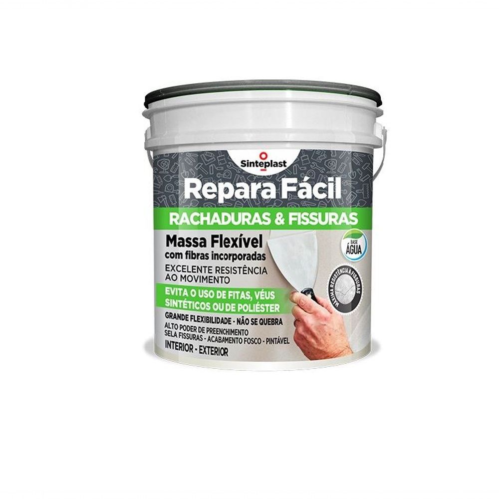 Massa Acrílica Flexível 4,5 kg 19025914 para Uso Interno e Externo Reforçada com Fibra de Vidro