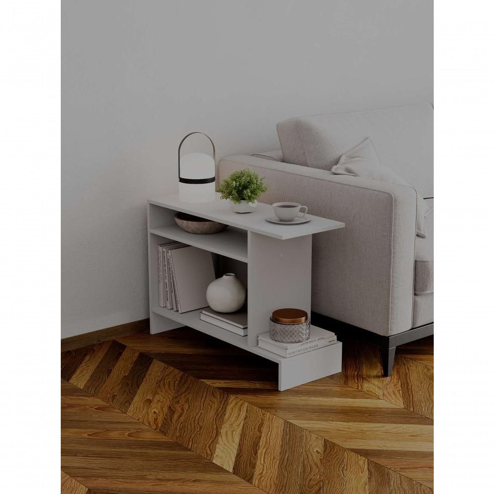 Mesa de Apoio Restn Retangular MDP Madeira 81CM Branco Fosco Mercado das Prateleiras