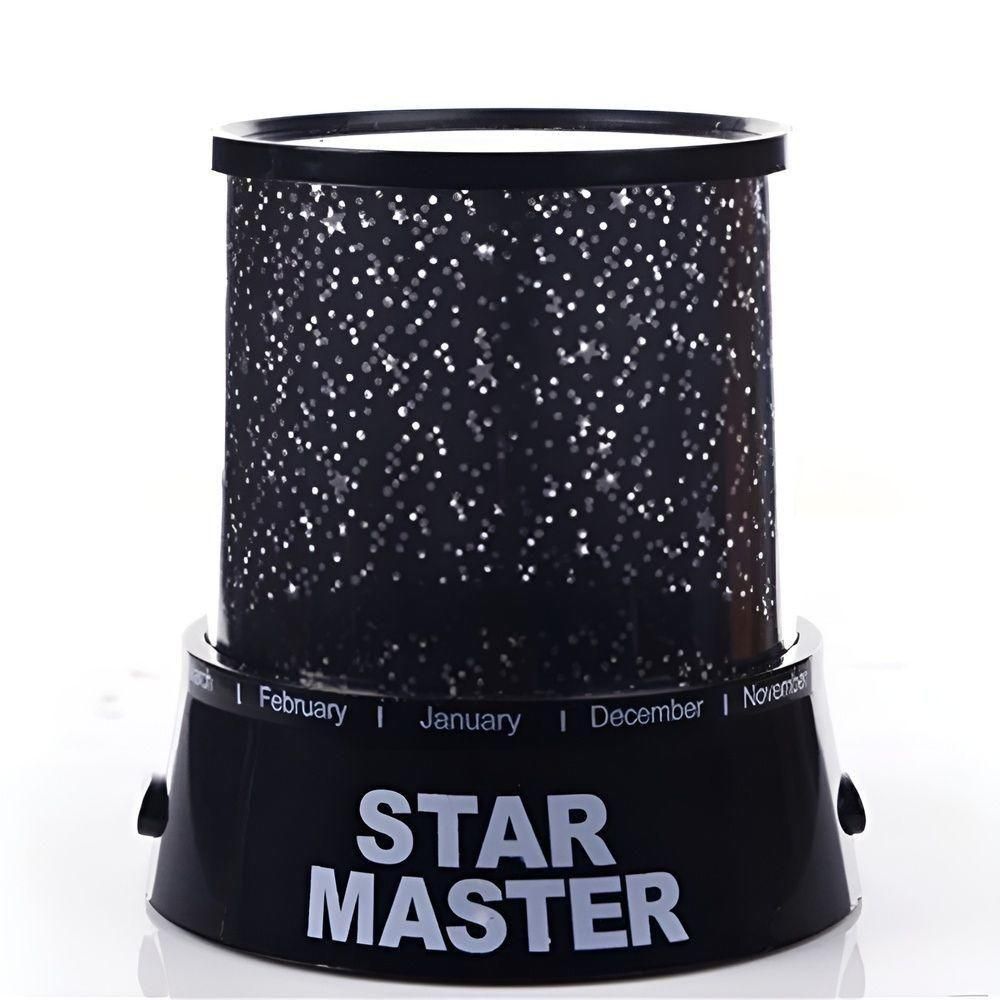 Luminária Abajur Projetor Céu Estrelado LED USB Infantil com Projeção Colorida Preto