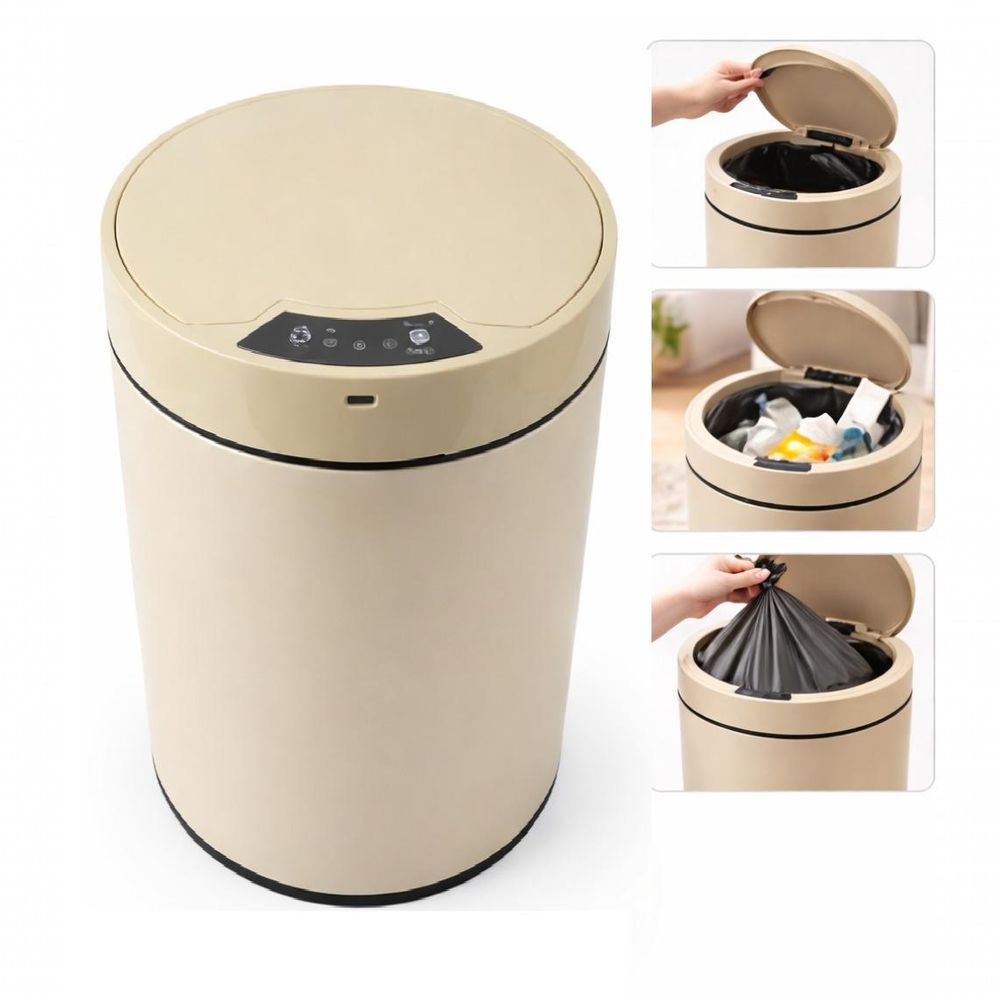 Lixeira Automática Luxe 8L Plástico Abertura com Sensor Inteligente Recarregável Dourado Yeet