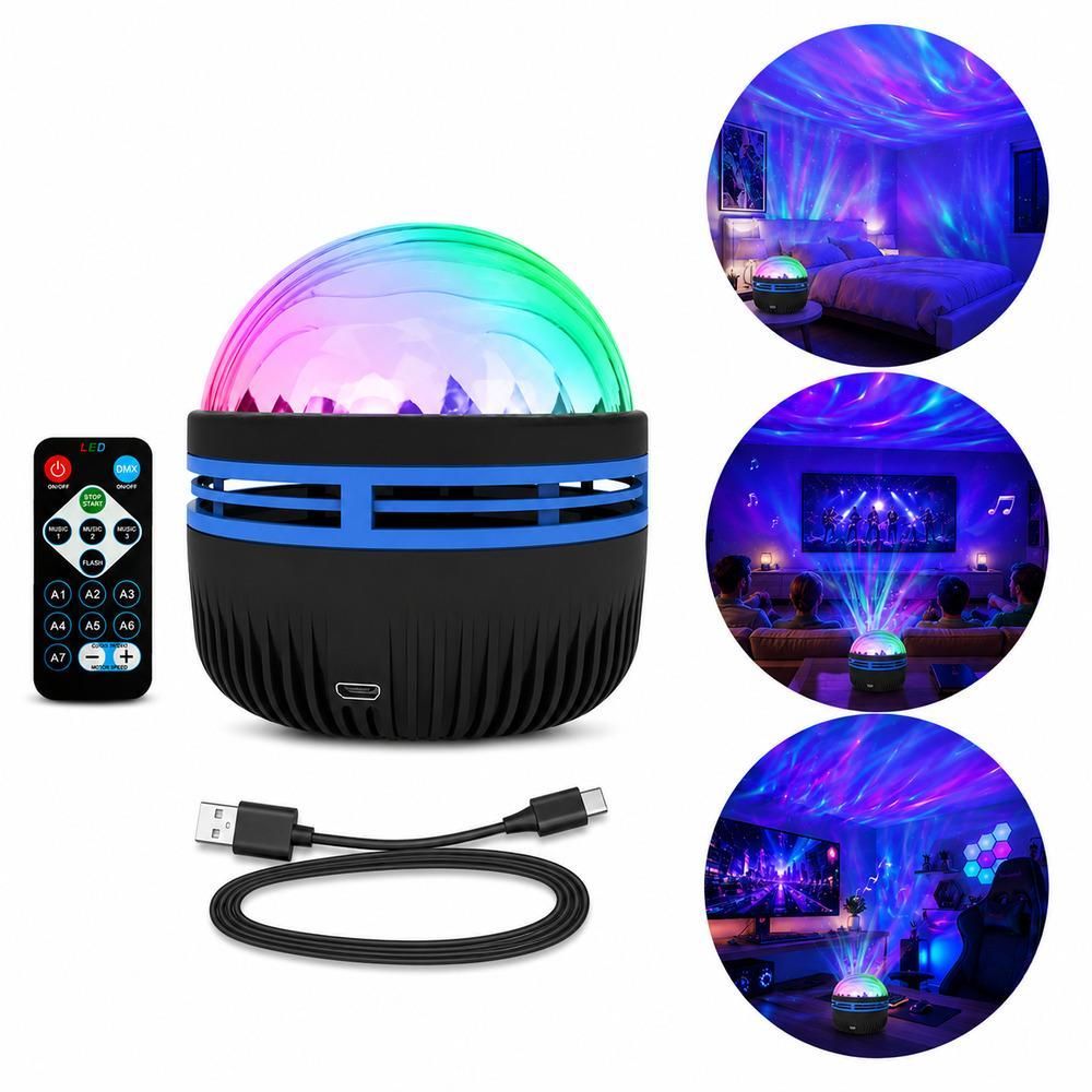 Luminária Projetor Galáxia LED RGB com Controle Remoto e Efeito Luz USB para Decoração Infantil