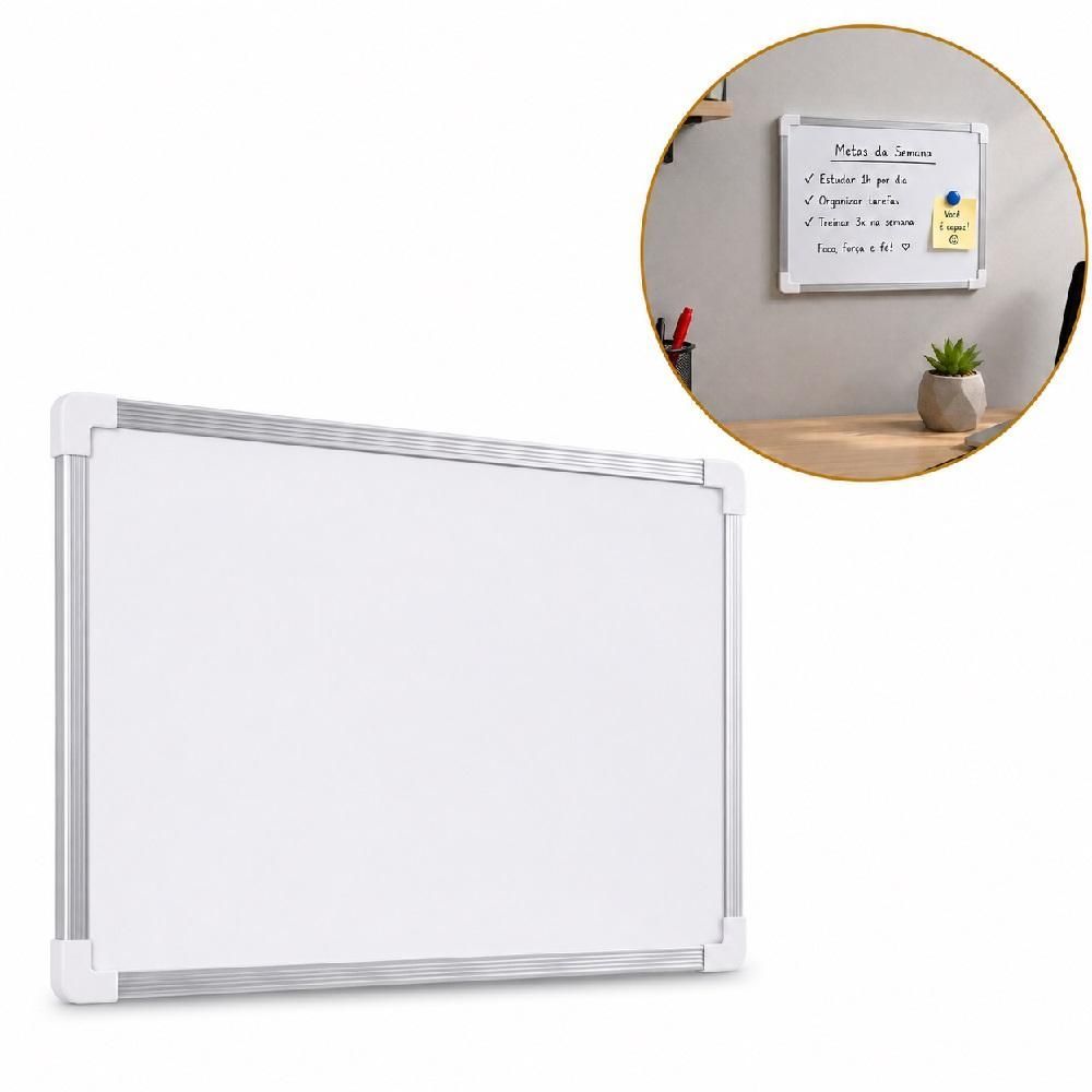 Lousa Magnética Quadro Branco Yeet Dupla Face 20X30CM 1 Unidade Multiuso para Anotações Planejamento Branco