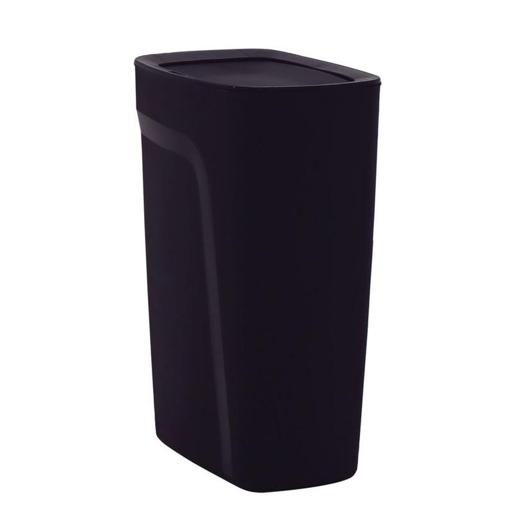 Lixeira Compact 10,5L Polipropileno Basculante com Aro Interno Preto Tramontina 28CM