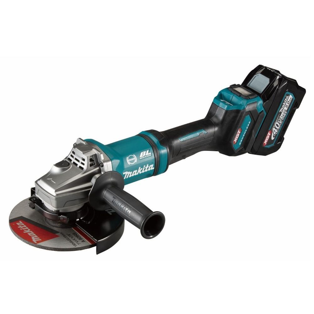 Esmerilhadeira Angular a Bateria 180mm 40V com Motor Brushless Azul Makita 20CM 2 Baterias 40V 5.0Ah