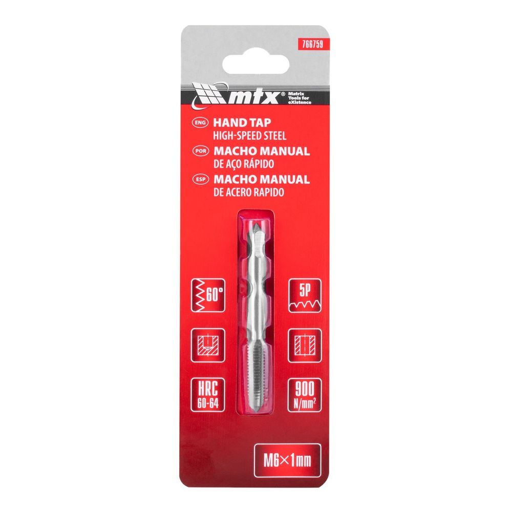 Macho Manual 766759 para Rosca Interna em Furos Cegos e Passantes Vermelho MTX 1,0MM
