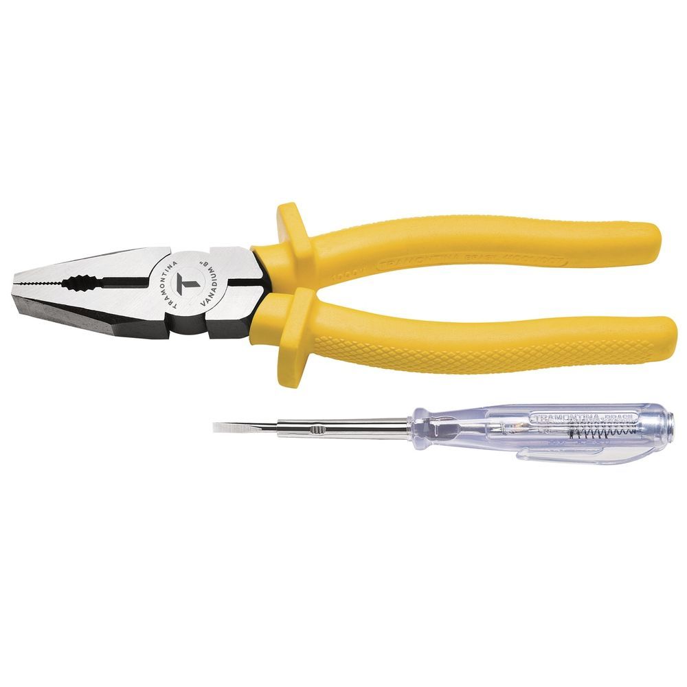 Kit Alicate e Chave Teste 8'' 1000V com Isolação Segura Tramontina 1 Alicate 8'' 1000V e 1 Chave Teste 1-8x3''