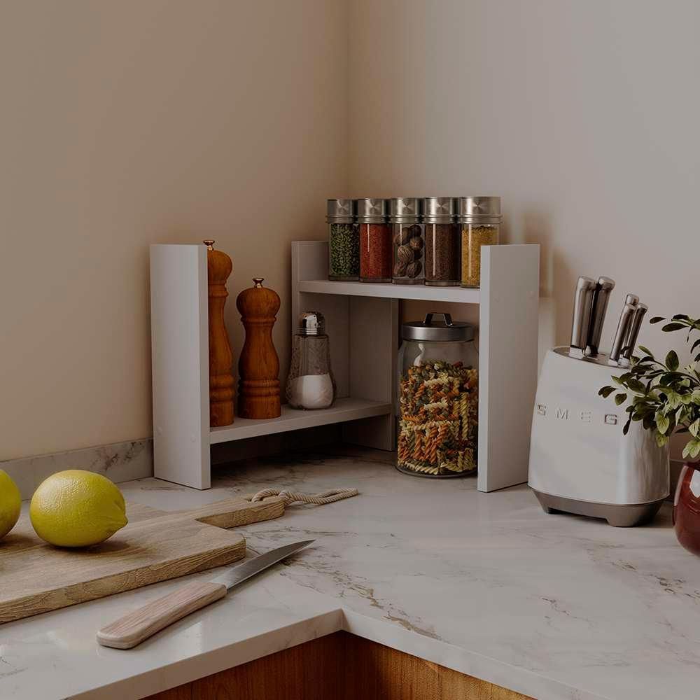 Nicho Cook Organizador de Bancada MDP 15mm Design Compacto para Cozinha Branco Mercado das Prateleiras 33CM