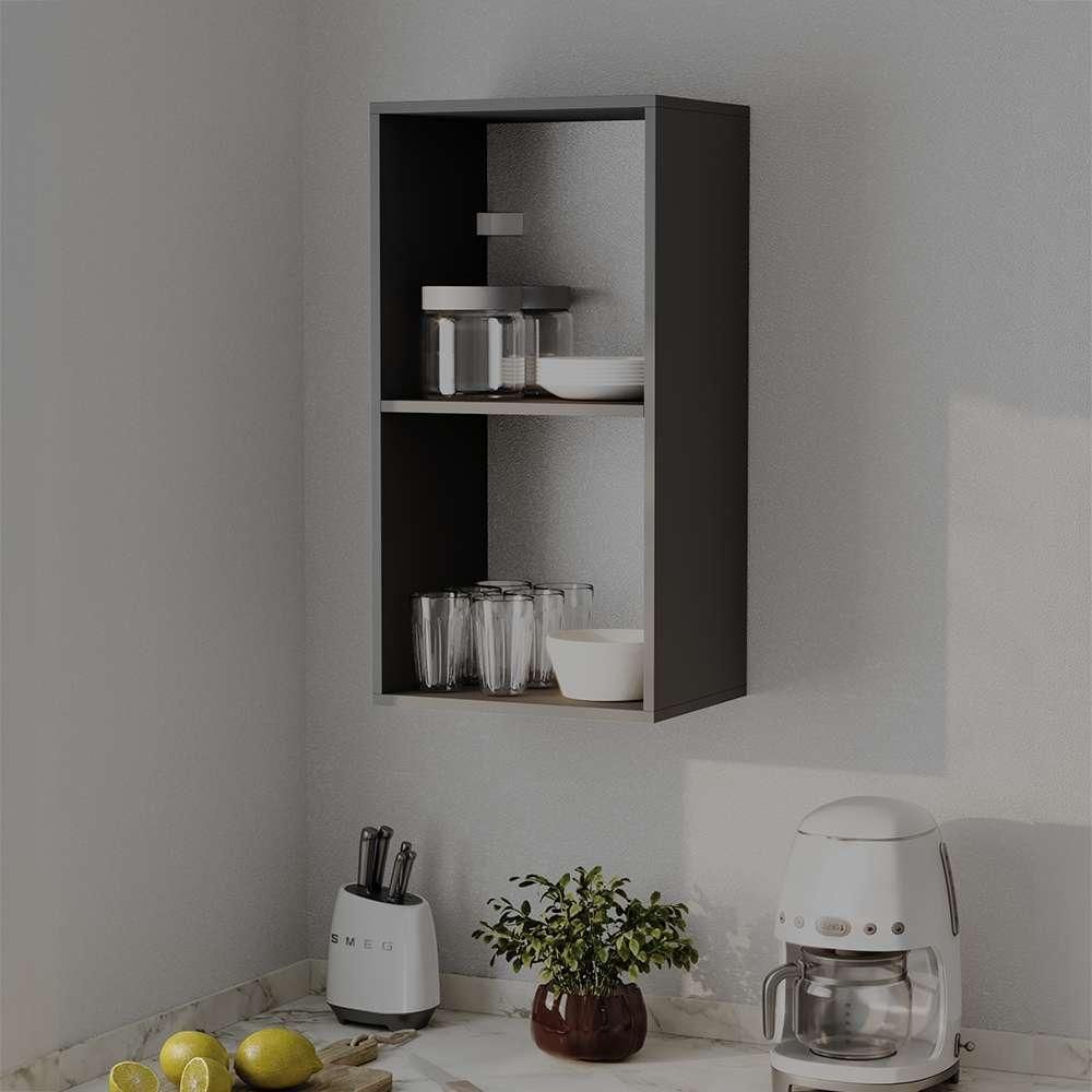Nicho Organizador Suspenso Gusto 41CM 1 Porta MDP Porta de Bater Preto Mercado das Prateleiras