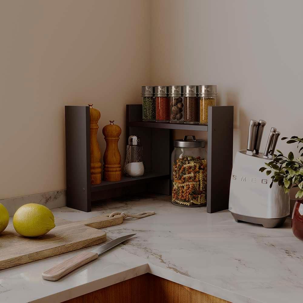 Nicho Cook Organizador de Bancada MDP 15mm Design Compacto para Cozinha e Escritório Preto Mercado das Prateleiras 33CM