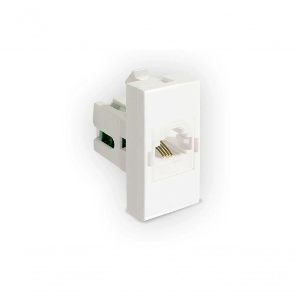 Módulo Tomada RJ11 Pro 4V Telefone Bivolt Antichamas Branco Alumbra 2.15CM 1 Unidade