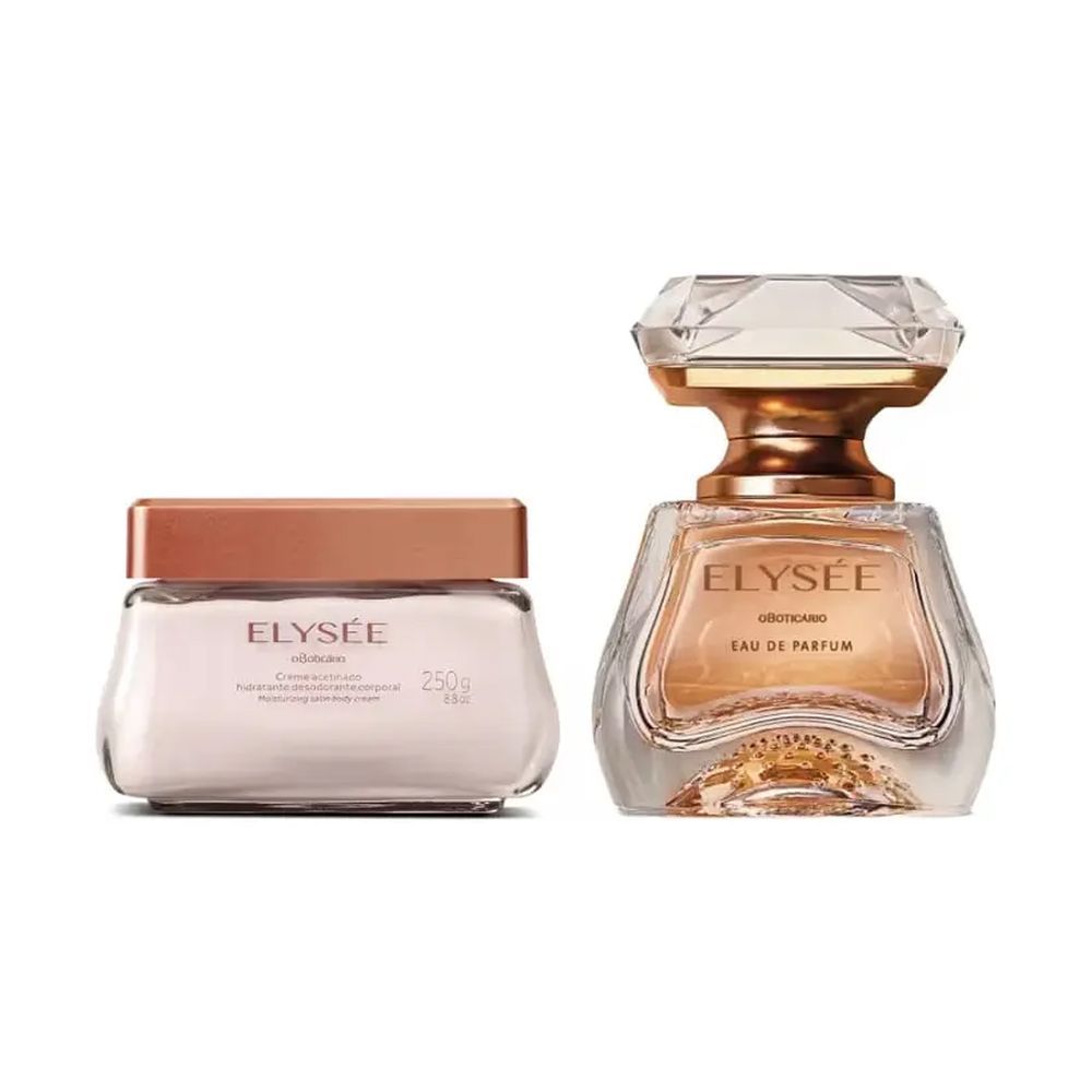 Kit Elysée Eau de Parfum Feminino Elegante Intenso 50ML + Creme Acetinado Hidratante Desodorante Corporal 250g