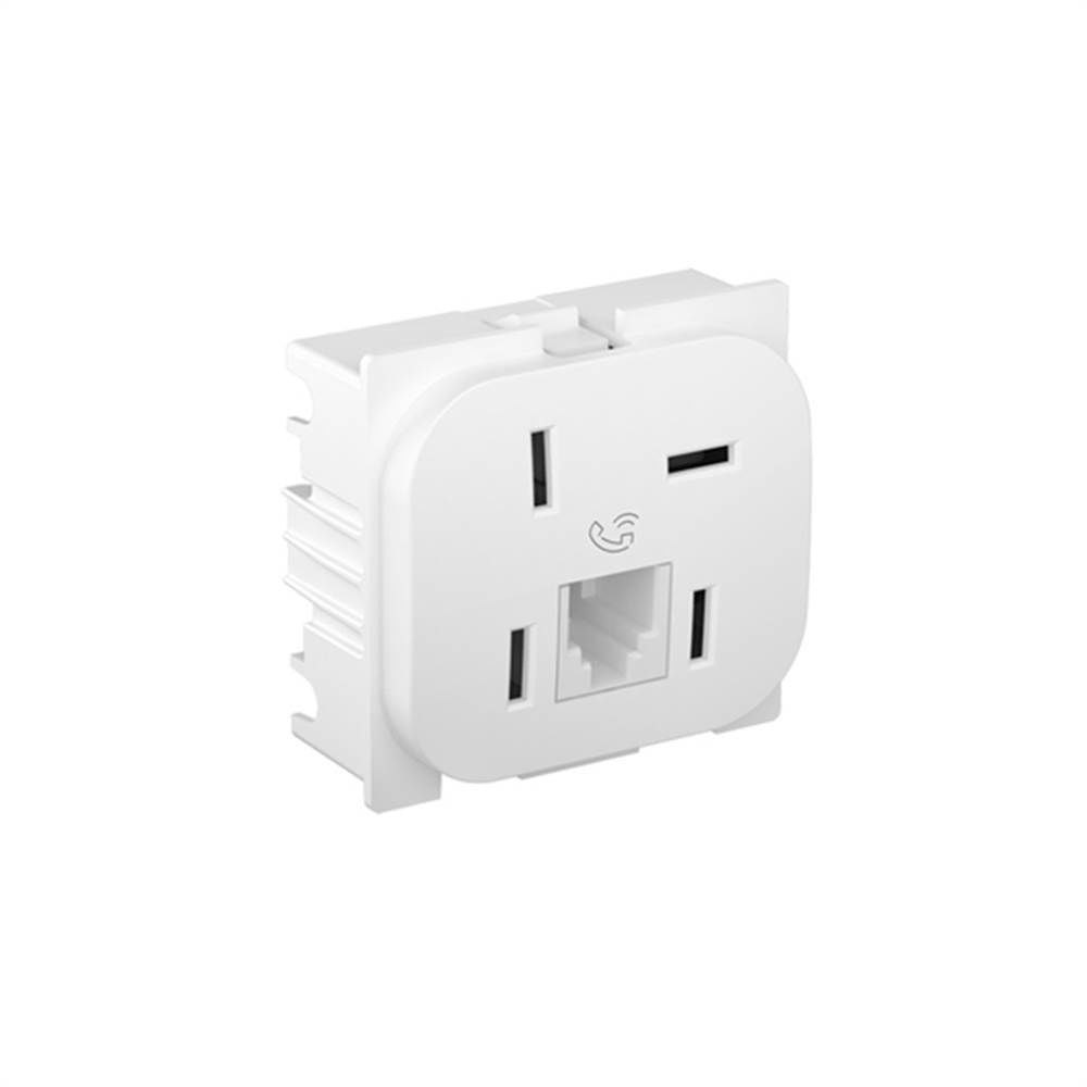 Tomada Telebras + RJ11 Modelo 663070 com Conexão Integrada Branco Pial Bivolt