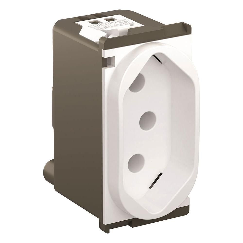 Tomada 2P+T 10A com Identificador de Tensão Nereya Branco Pial 663050 Bivolt