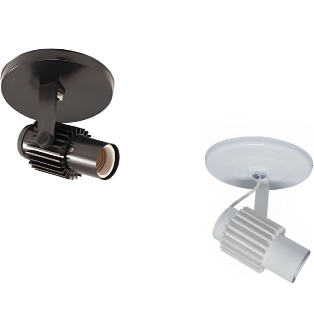 Spot 122-1 Incandescente Sobrepor para 1 Lampada com Aleta Soquete Porcelana Preto Bivolt Rioprelustres