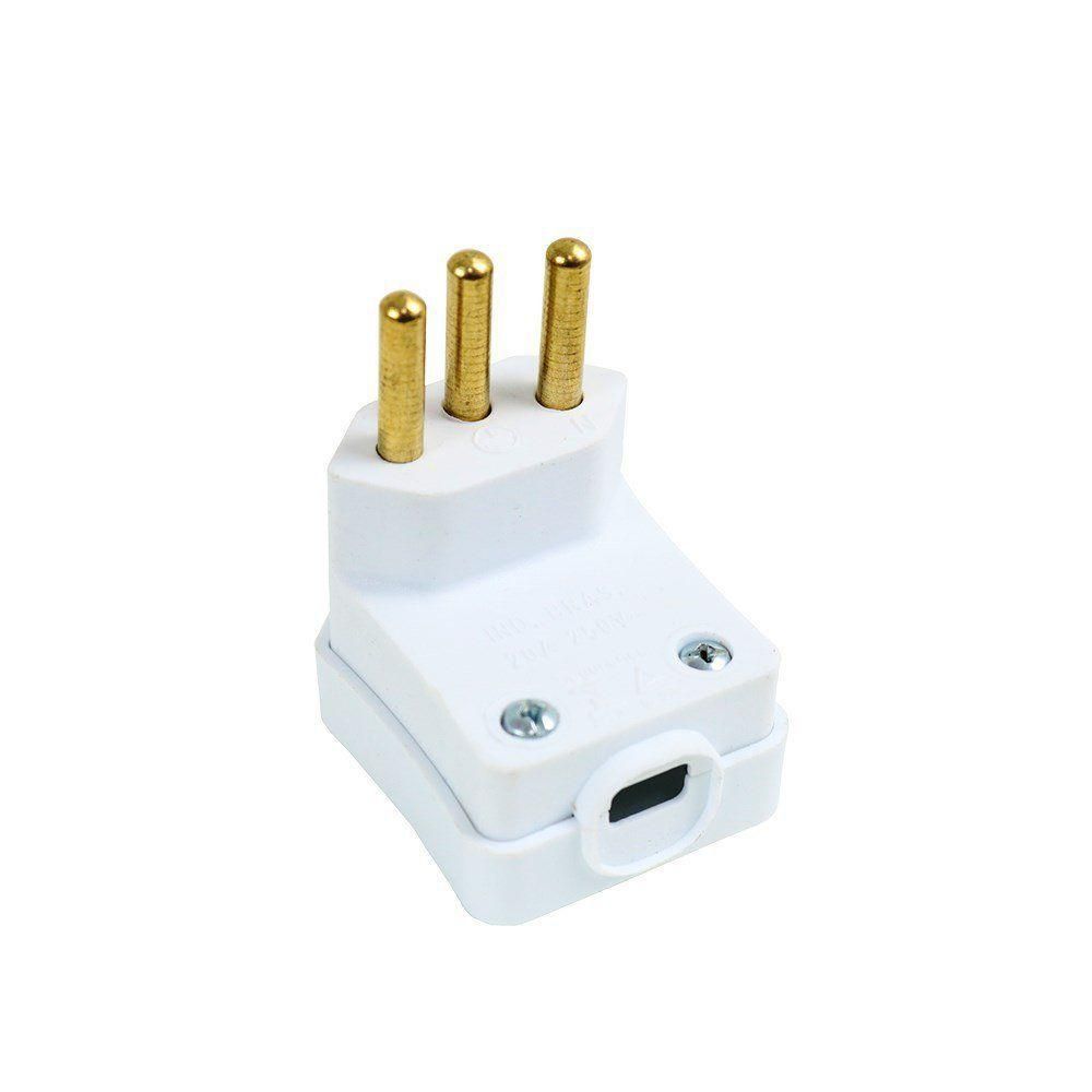 Pino Elétrico 2056br 2P+T 20A 250V 90o Macho Gigante com Aterramento Branco Perlex
