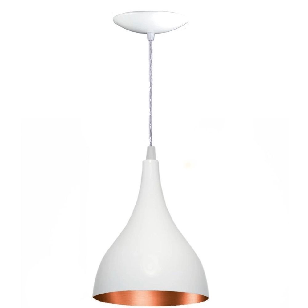 Pendente Alumínio Taça-Sino 510-110.1 com Iluminação Direcionada e Soquete E-27 Branco com Cobre Thema