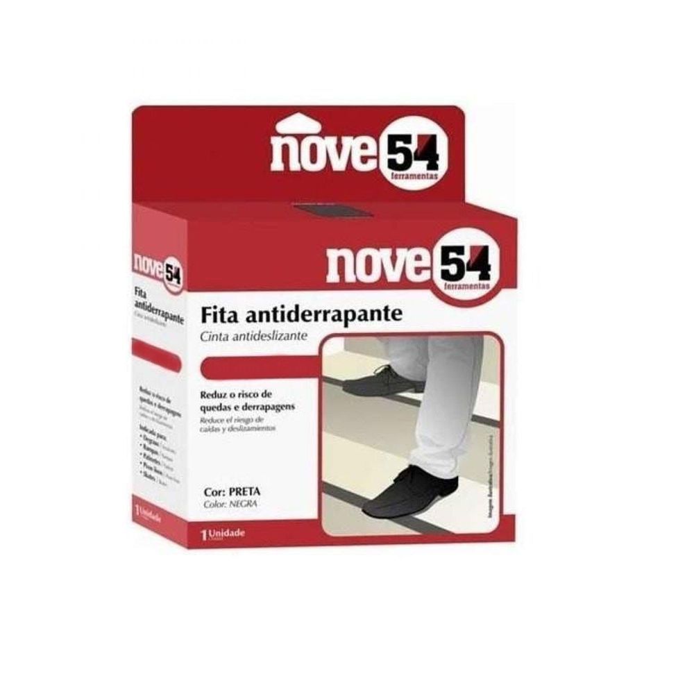 Fita Antiderrapante para Pisos e Escadas com Adesivo Preto 50MM 5MTS Nove54