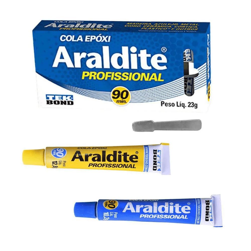 Cola Araldite Profissional para Reparos Resistentes a 80 graus C com Resina Epóxi 23g Tekbond